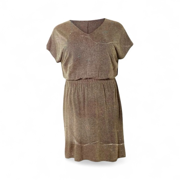 Linen Dress Shortsleeved Side Slits - Olive Green - XXL (16-18) - Picture 2 of 6